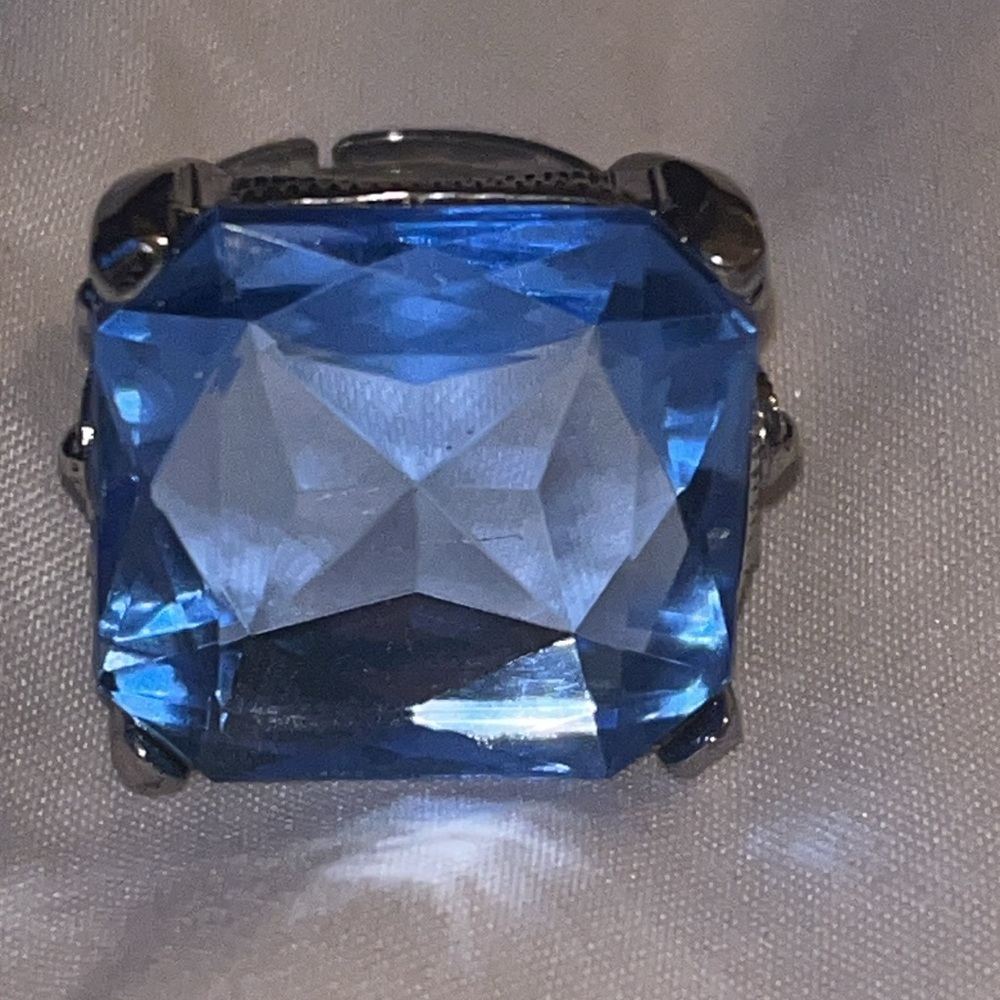 Vibrant Blue Silver Gemstone Ring - image 6